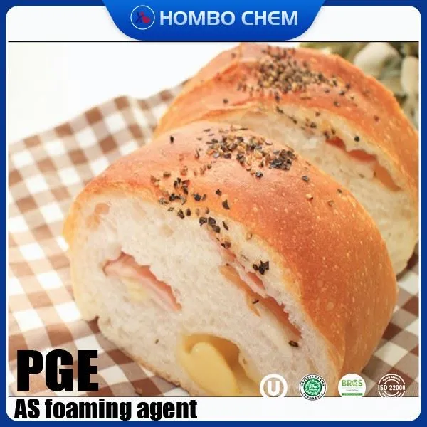 Polyglycerol fatty acid ester (PGE) as foaming agent